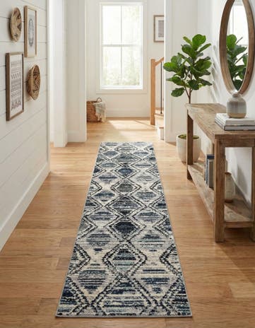 Blue Gray Tagine Runner Rug