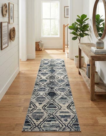 Blue Gray Tagine Runner Rug