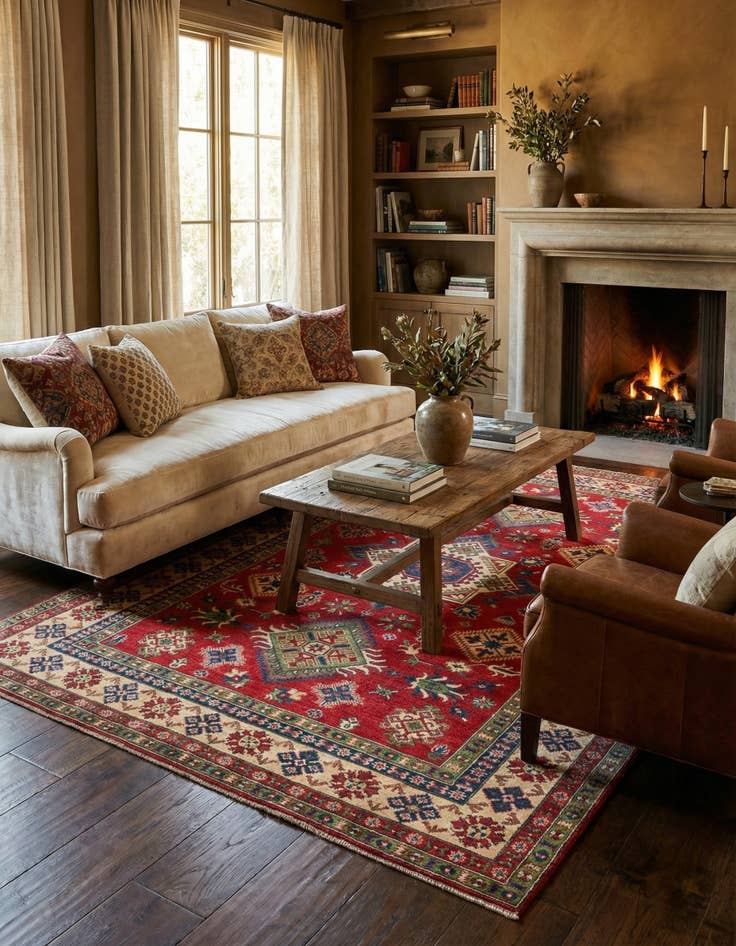 Detail image of 6' 7 x 9' 9  Hand Knotted Kazak Rug