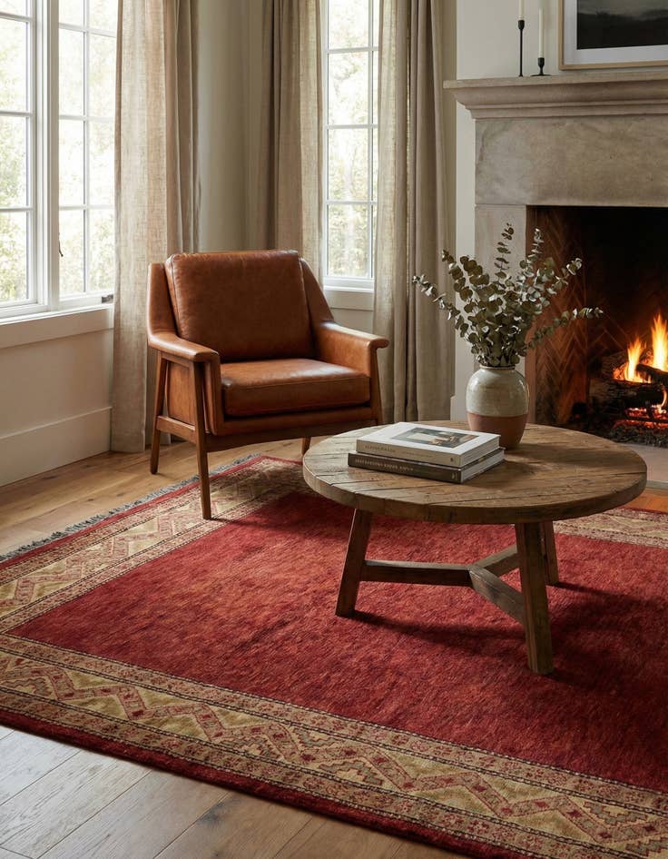 Detail image of  4' 2 x 5' 9  Hand Knotted Modern Ziegler Rug