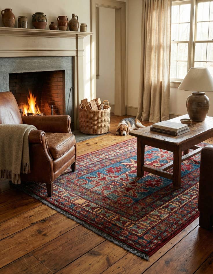 Detail image of  3' 2 x 4' 7  Hand Knotted Kazak Wool Rug