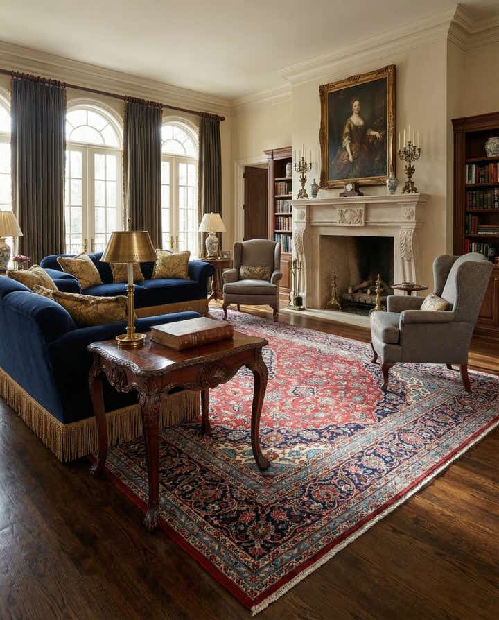 9' 8 x 13' Hand Knotted Kashan Persian Wool Rug