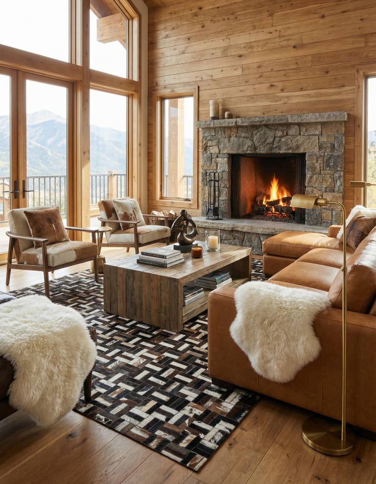 Detail image of  5' x 7' 10 Cowhide Leather Rug