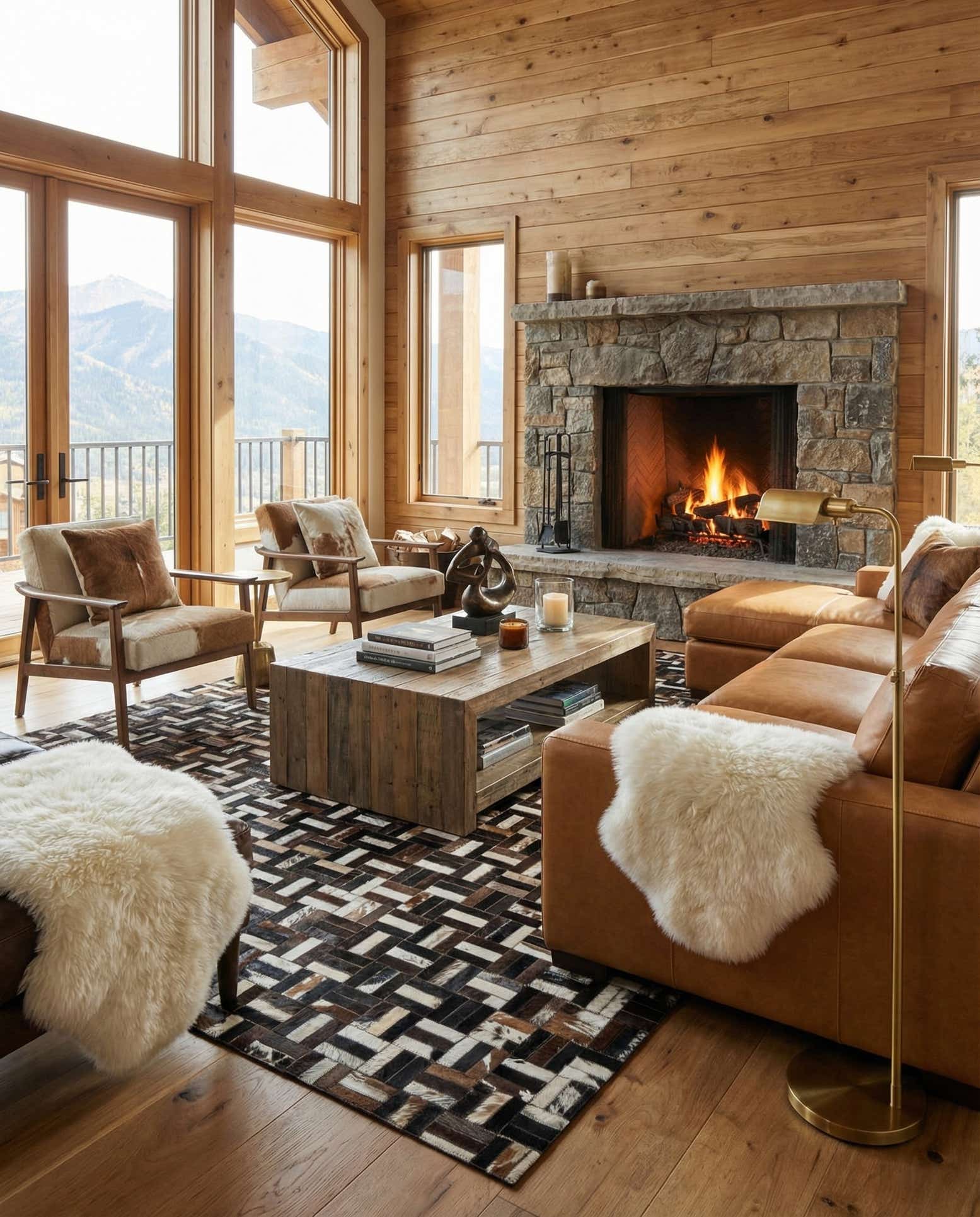 5' x 7' 10 Cowhide Leather Rug
