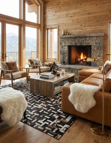 5' x 7' 10 Cowhide Leather Rug
