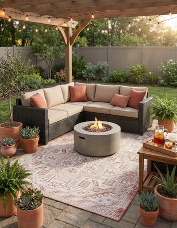 6' x 9' Easy-Clean Aztec Indoor / Outdoor Rug