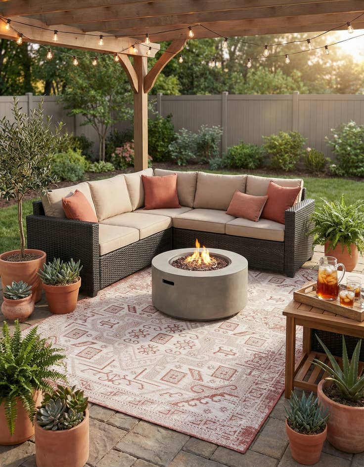 Detail image of  6' x 9'  Washable Aztec Indoor / Outdoor Rug