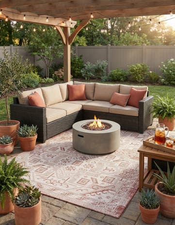 6' x 9' Easy-Clean Aztec Indoor / Outdoor Rug