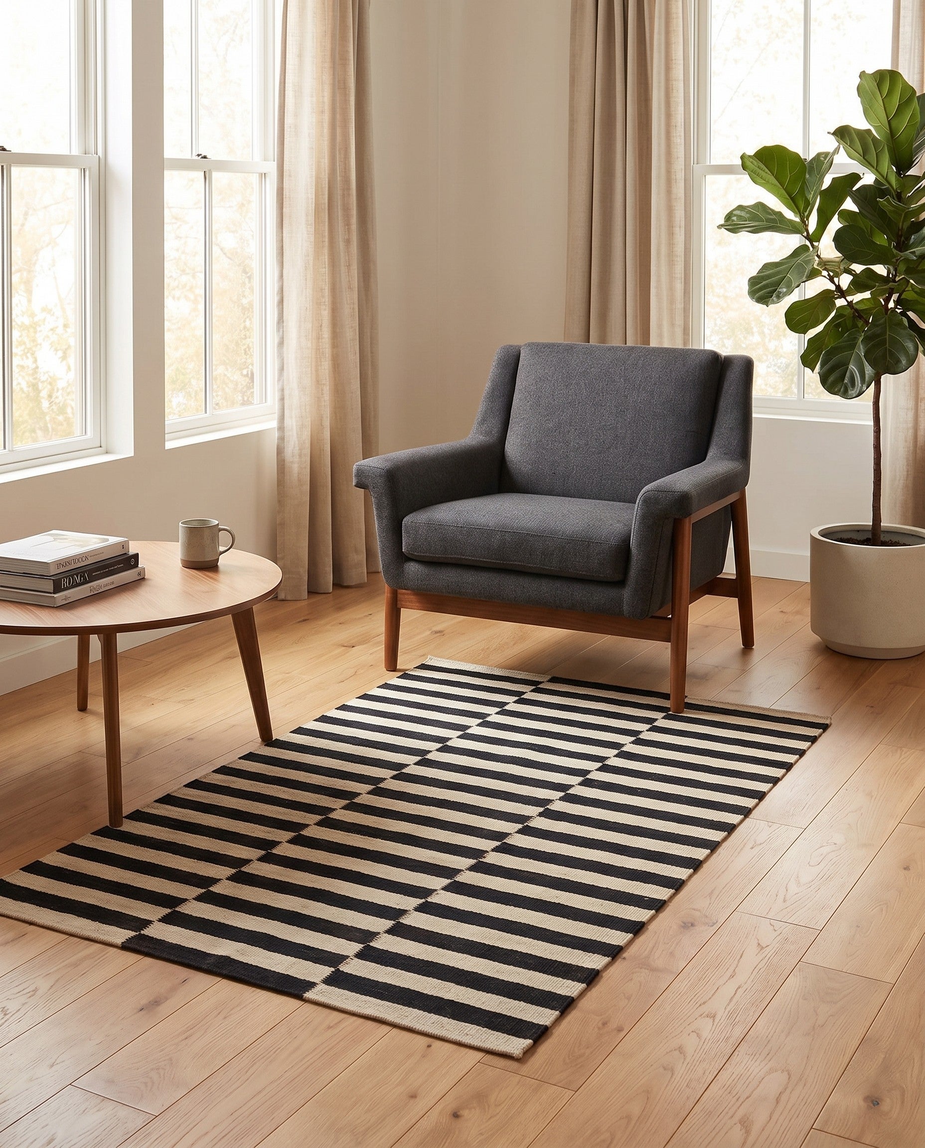 3' 5 x 4' 9 Hand Woven Kilim Modern Wool Rug