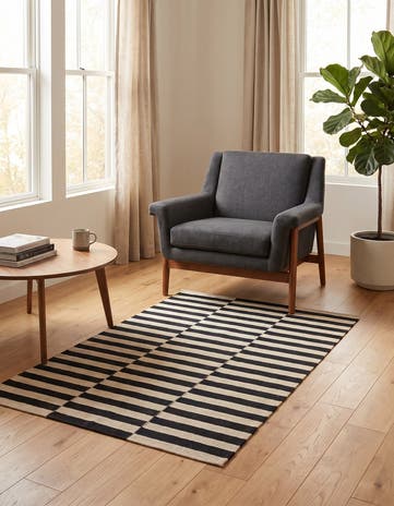 3' 5 x 4' 9 Hand Woven Kilim Modern Wool Rug