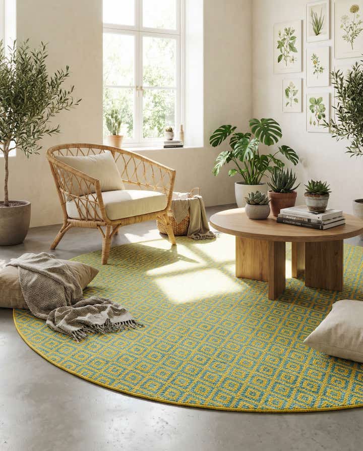 10' 8 x 10' 8 Easy-Clean Jill Zarin Costa Rica Indoor / Outdoor Round Rug