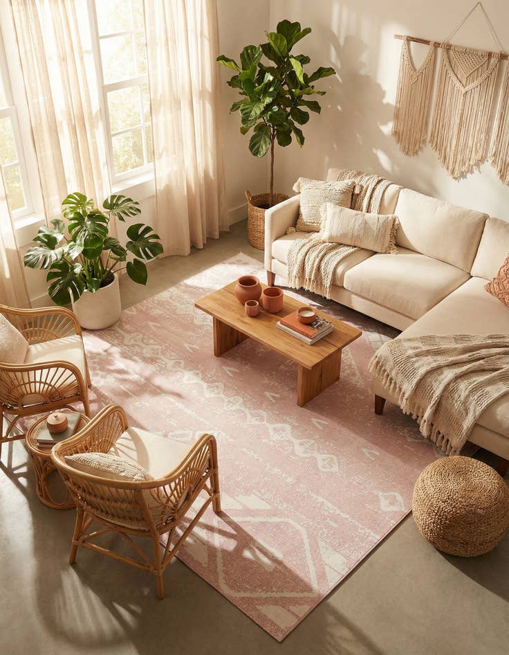 Detail image of 10' 8 x 10' 8 Easy-Clean Bohemian Indoor / Outdoor Square Rug