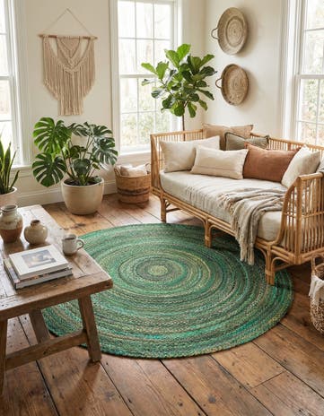 8' x 8' Handmade Braided Chindi Round Rug
