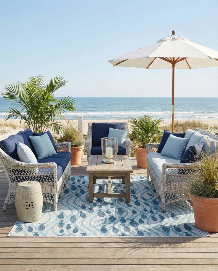 Detail image of 7' 10 x 7' 10 Easy-Clean Coastal Indoor / Outdoor Square Rug