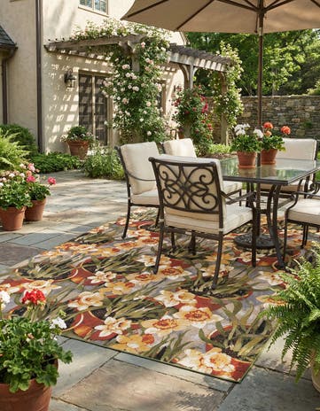 9' x 12' Easy-Clean Botanical Indoor / Outdoor Rug