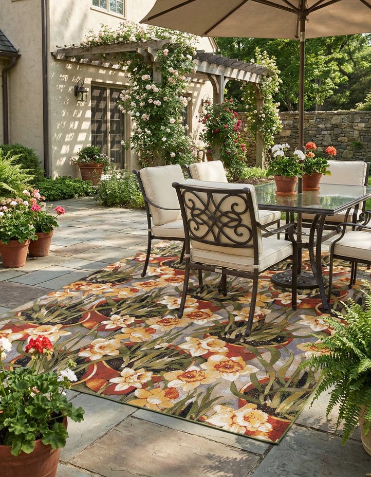 9' x 12' Easy-Clean Botanical Indoor / Outd...