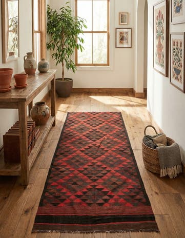 4' 7 x 10' Hand Woven Kilim Fars Wool Runner Rug