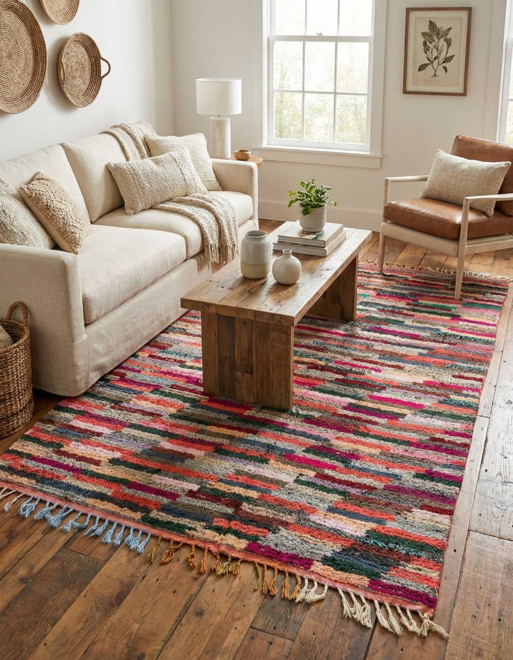 Detail image of  6' 4 x 10' 6  Hand Knotted Moroccan Wool Rug