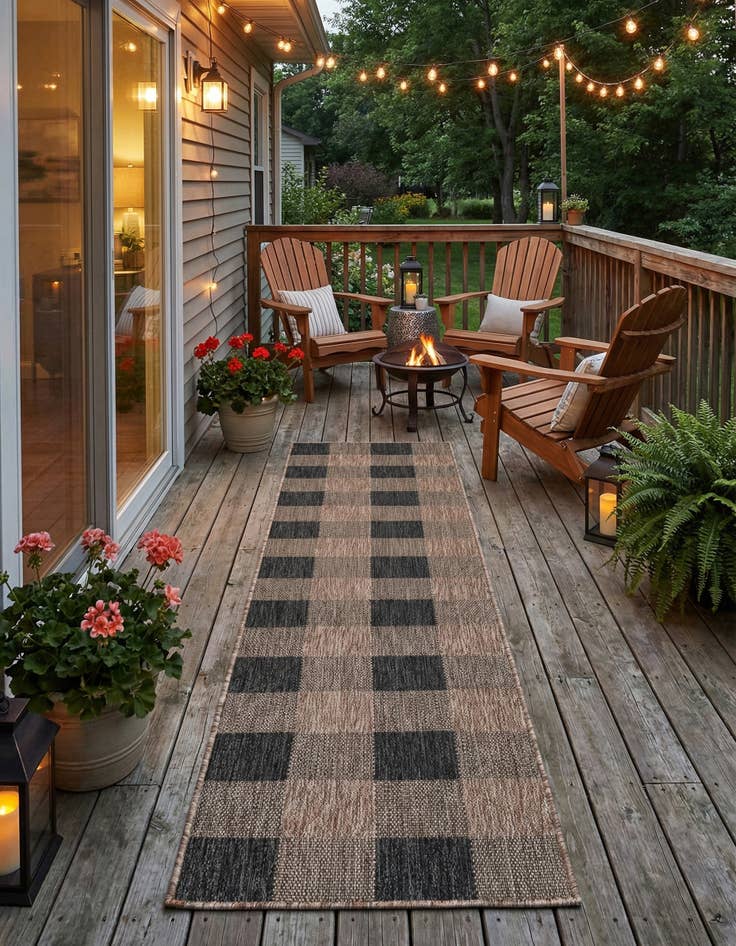 Detail image of  2' x 8'  Washable Checkered Indoor / Outdoor Runner Rug