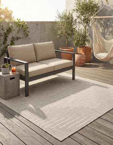 Gray Easy-Clean Modern Indoor / Outdoor Square Rug