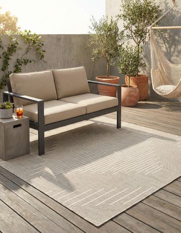 Gray Easy-Clean Modern Indoor / Outdoor Square Rug