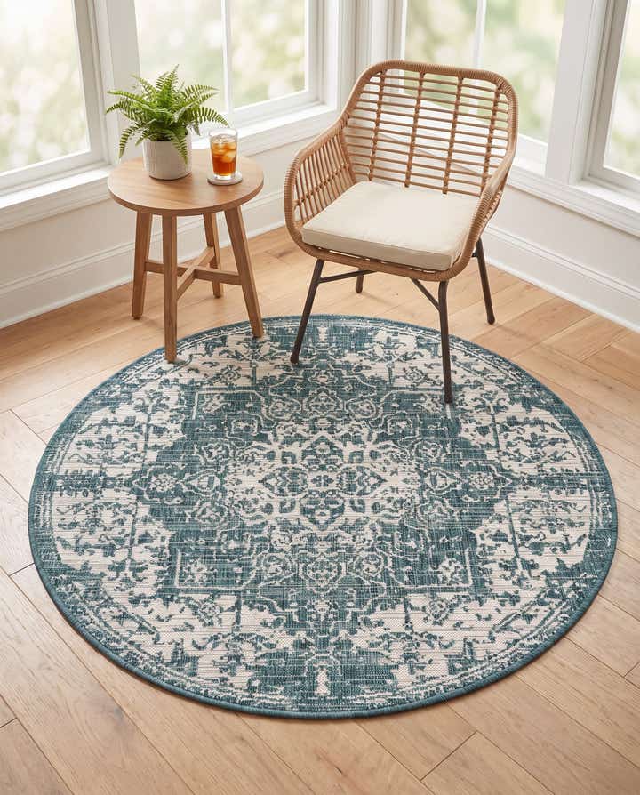 4' x 4' Easy-Clean Jill Zarin Dubai Indoor / Outdoor Round Rug