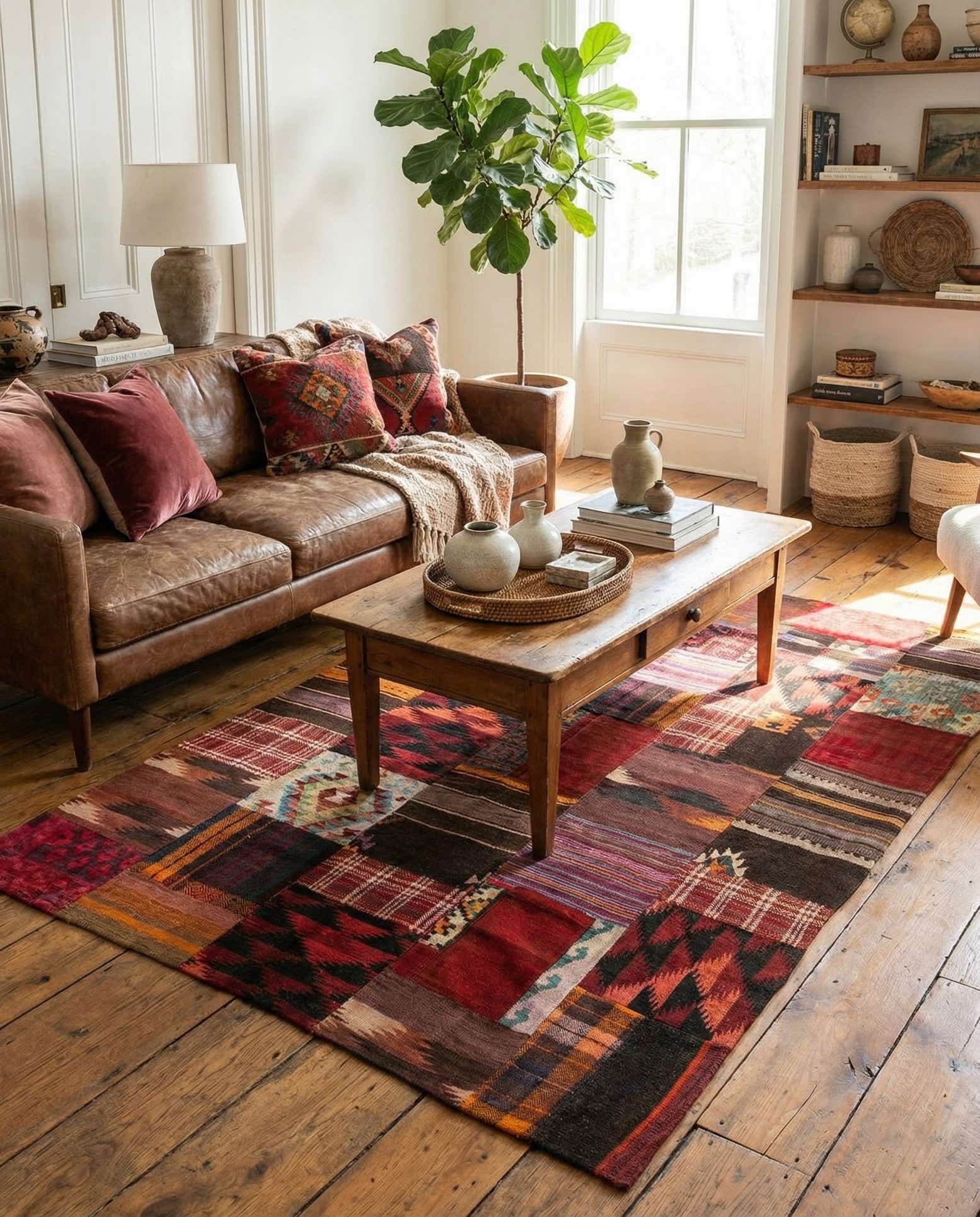 5' 5 x 8' Hand Woven Kilim Patchwork Wool Rug