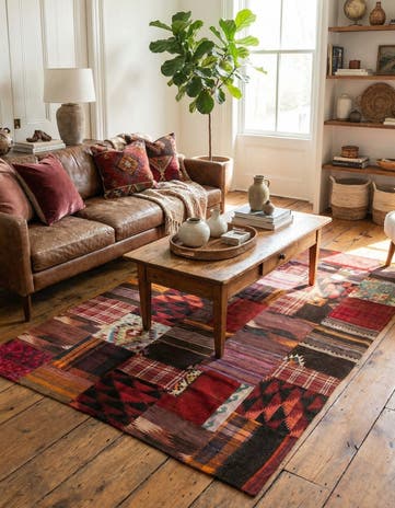 5' 5 x 8' Hand Woven Kilim Patchwork Wool Rug