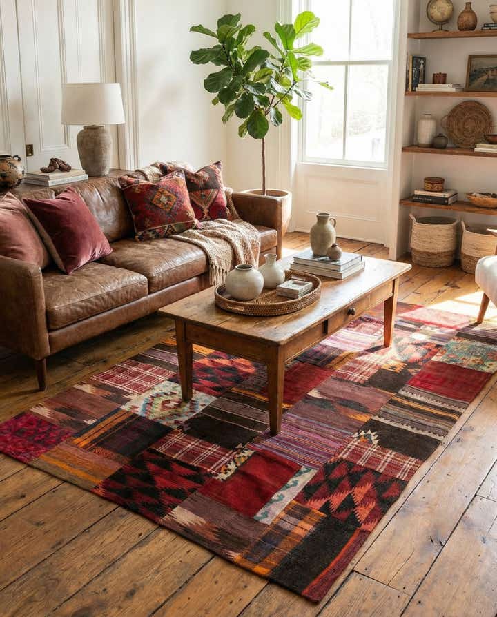 5' 5 x 8' Hand Woven Kilim Patchwork Wool Rug