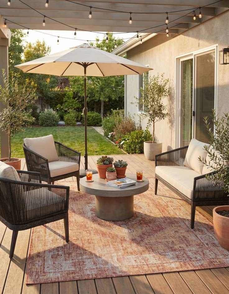 Detail image of  5' 3 x 8'  Washable Traditional Indoor / Outdoor Rug