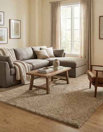 Khaki Soft Solid Shag Rug