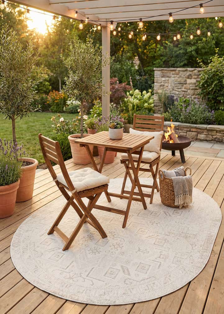 7' 10 x 10' Easy-Clean Aztec Indoor / Outdoor Oval Rug