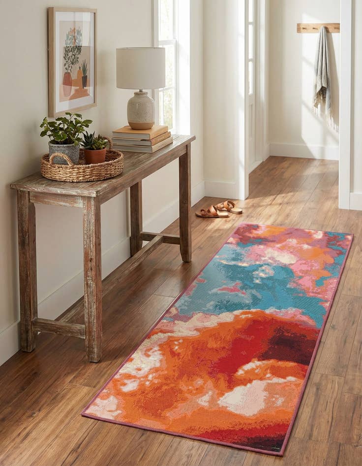 Detail image of 2' x 6' 1 Easy-Clean Modern Indoor / Outdoor Runner Rug