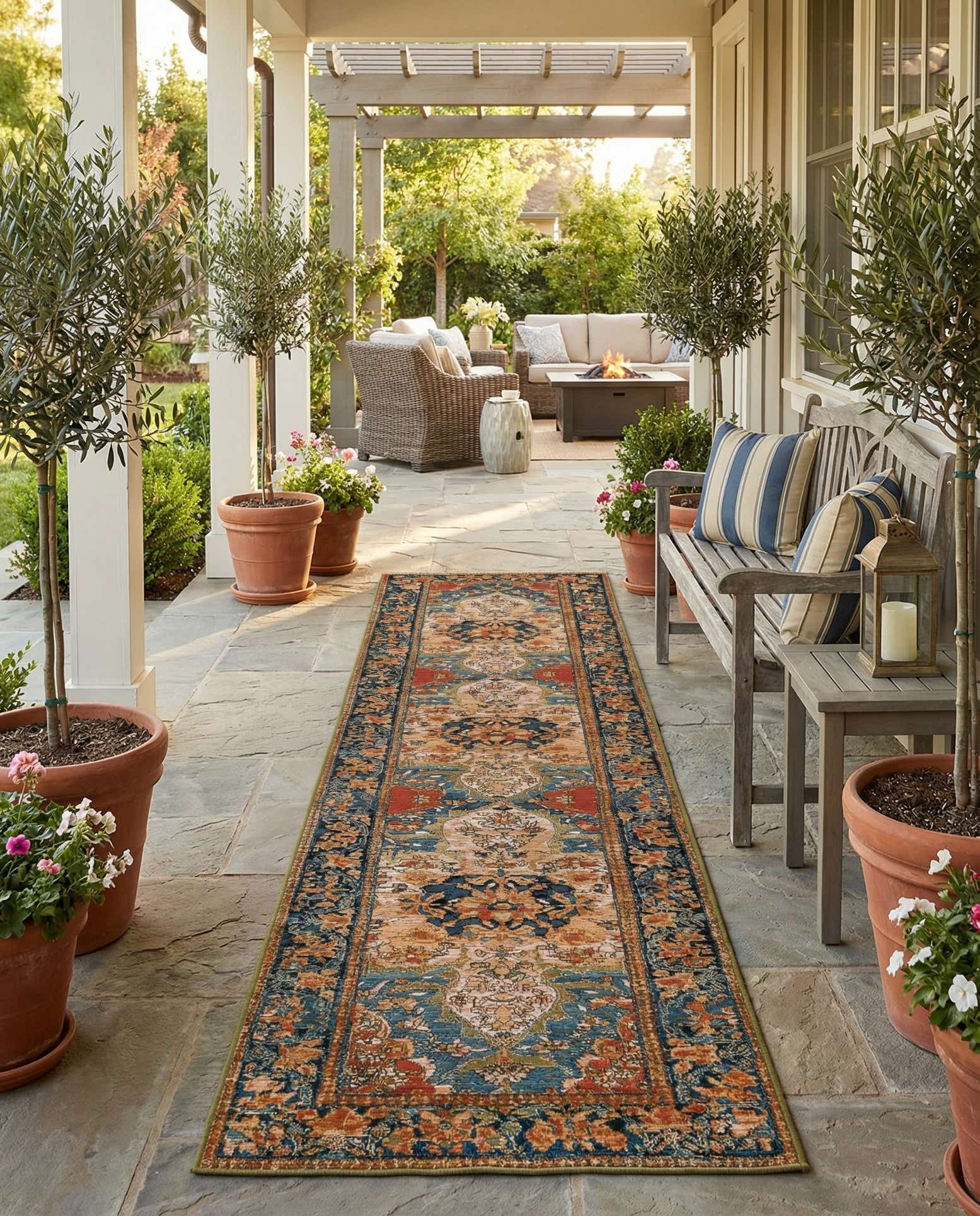 2' 7 x 12' Easy-Clean Traditional Indoor / Outdoor Runner Rug