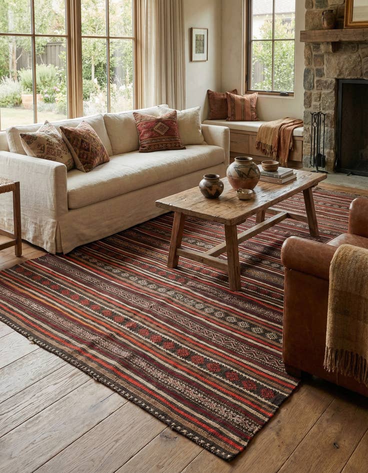 Detail image of 5' 9 x 12' 1  Hand Woven Kilim Fars Wool Runner Rug