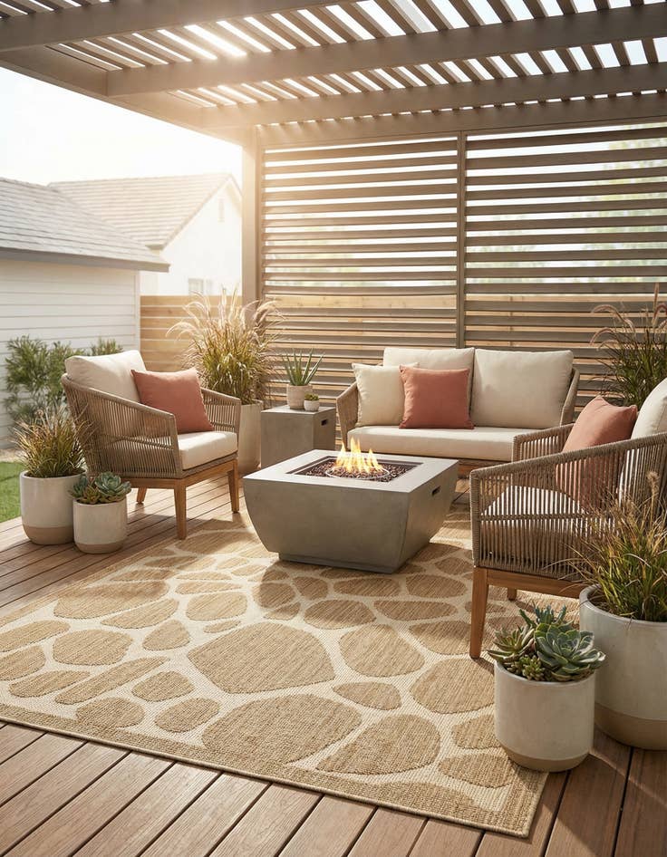 Detail image of 5' 4 x 7' 8  Washable Modern Indoor / Outdoor Rug