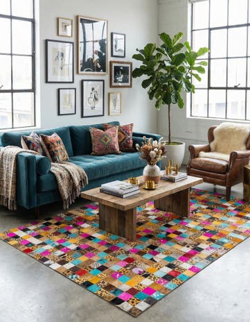 5' 1 x 8' Cowhide Leather Rug