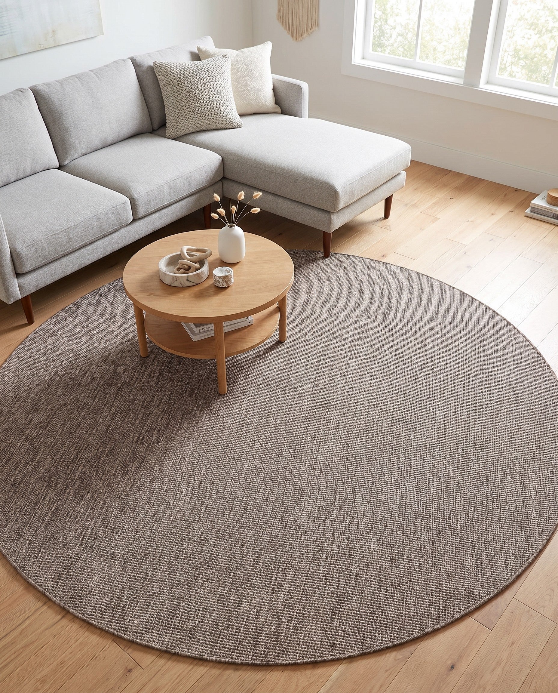 7' 10 x 7' 10 Easy-Clean Solid Indoor / Outdoor Round Rug