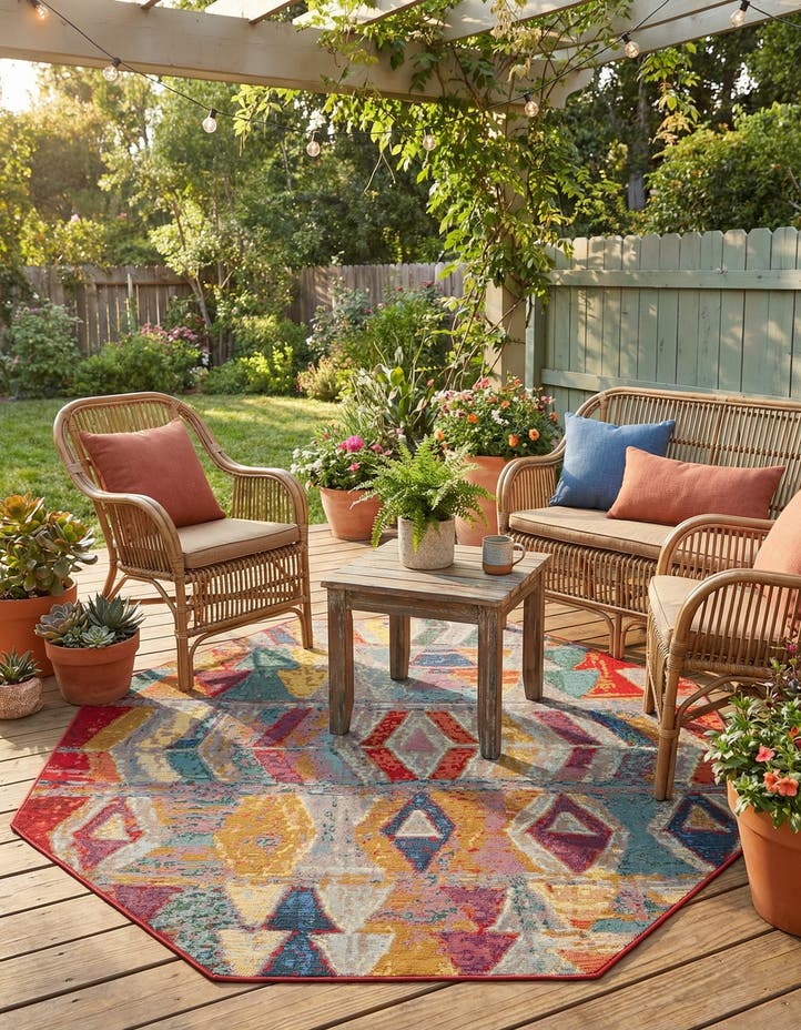 5' 3 x 5' 3 Easy-Clean Modern Indoor / Outdoor...