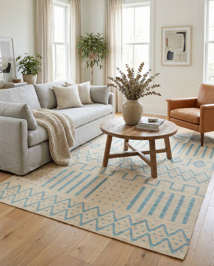 Detail image of 5' 9 x 7' 8 Hand Woven Kilim Modern Wool Rug
