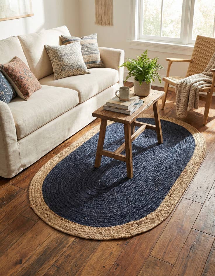 Detail image of  3' 3 x 5' 1  Hand Braided Jute Oval Rug