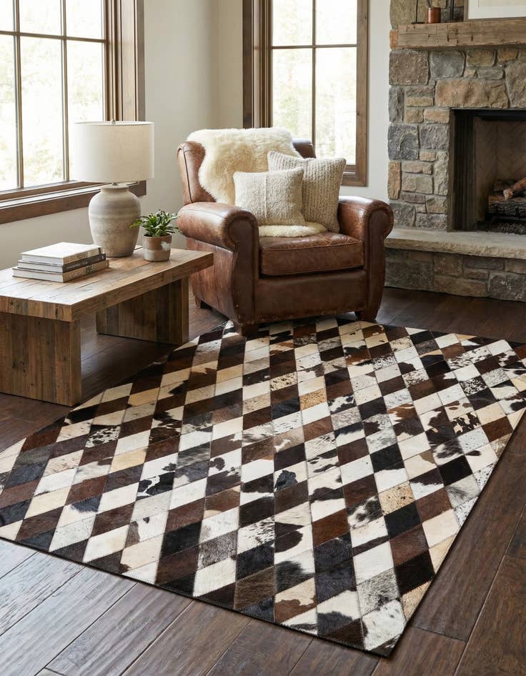 Detail image of  4' x 5' 11 Cowhide Stocks Rug