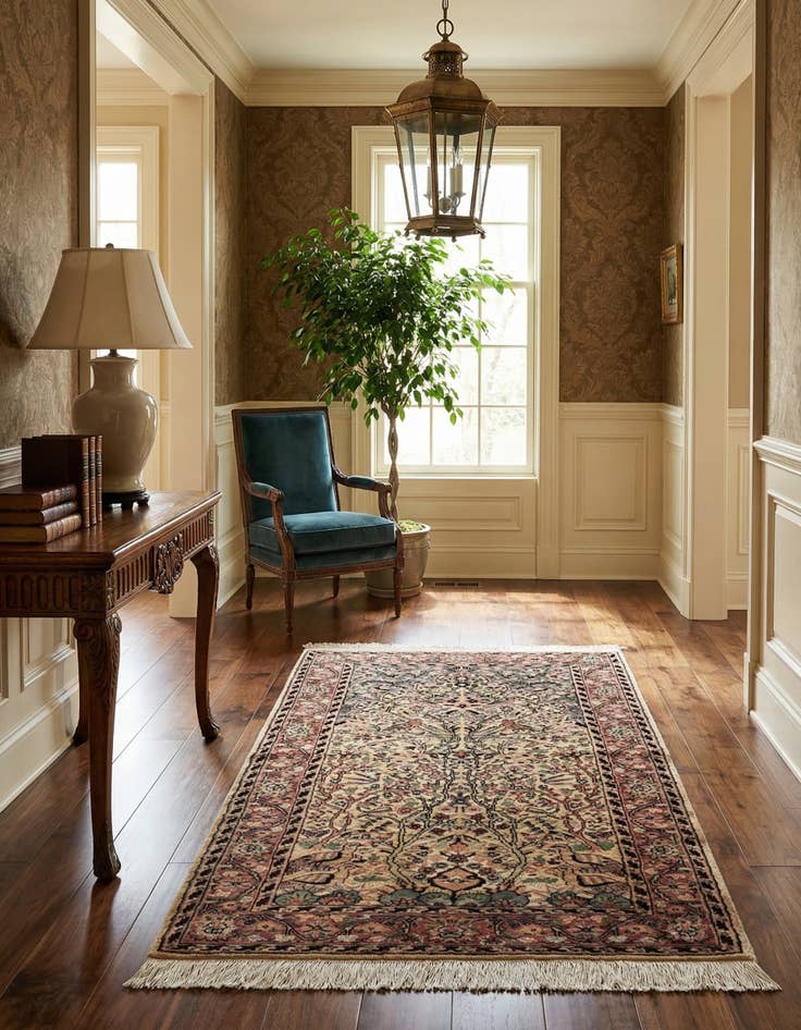 Detail image of 3' 2 x 5' 3 Hand Knotted Kashmir Oriental Rug