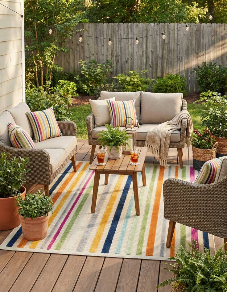 Detail image of 5' 3 x 5' 3  Washable Aruba Indoor / Outdoor Square Rug