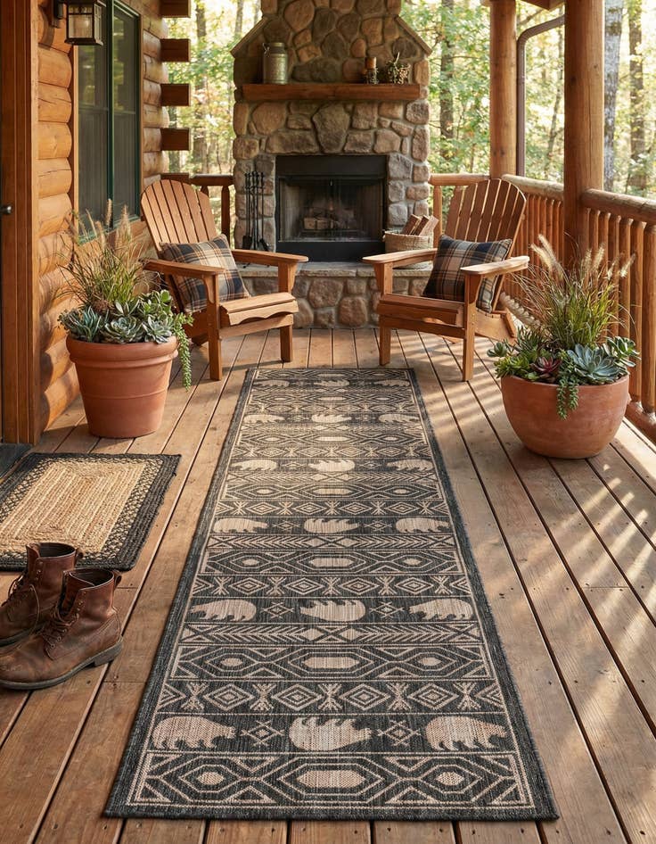Detail image of 2' 7 x 12'  Washable Southwestern Indoor / Outdoor Runner Rug