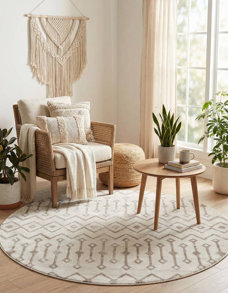 Detail image of 5' 3 x 5' 3 Bohemian Trellis Round Rug