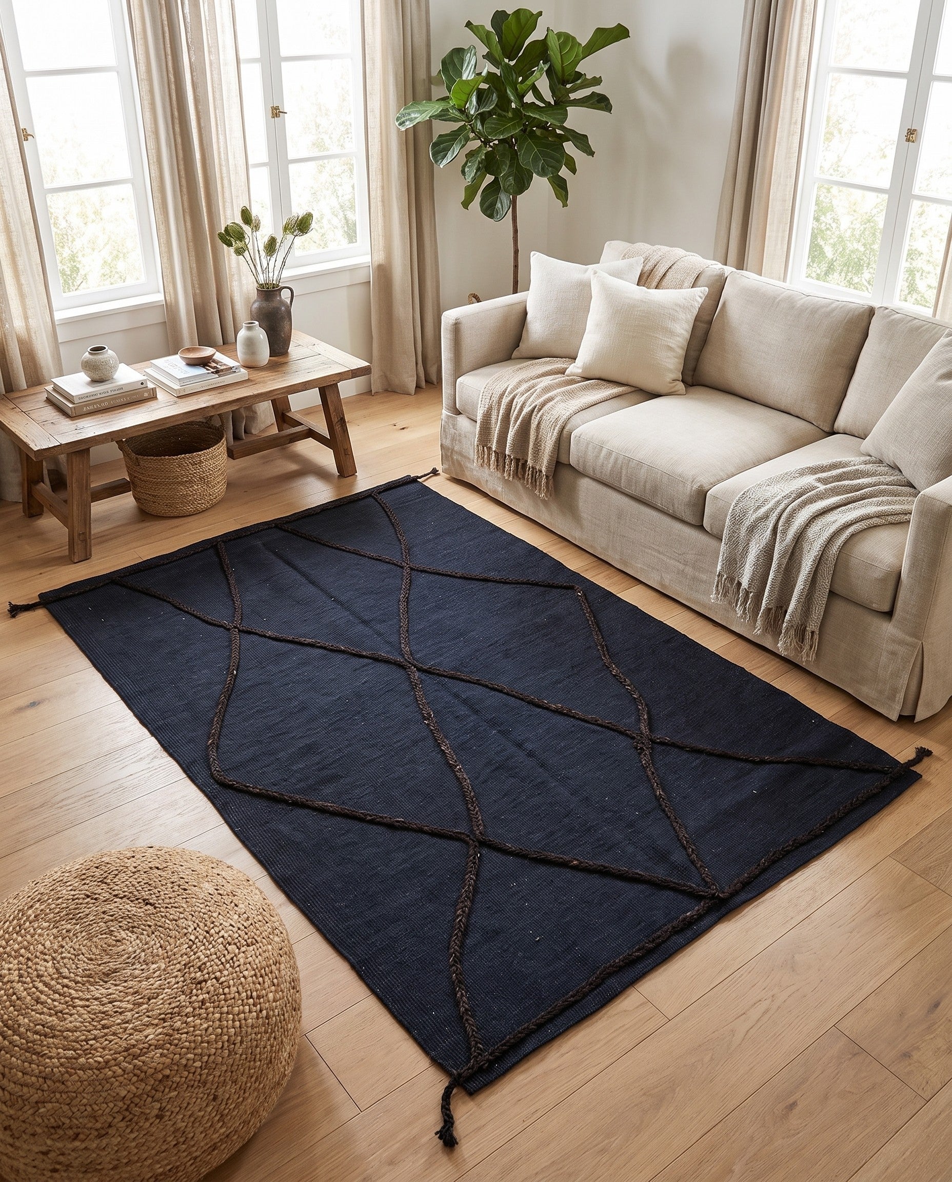 4' 2 x 6' Hand Knotted Moroccan Wool Rug