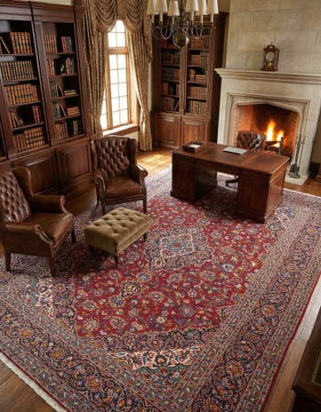 9' 8 x 12' 9 Hand Knotted Kashan Persian Wool Rug