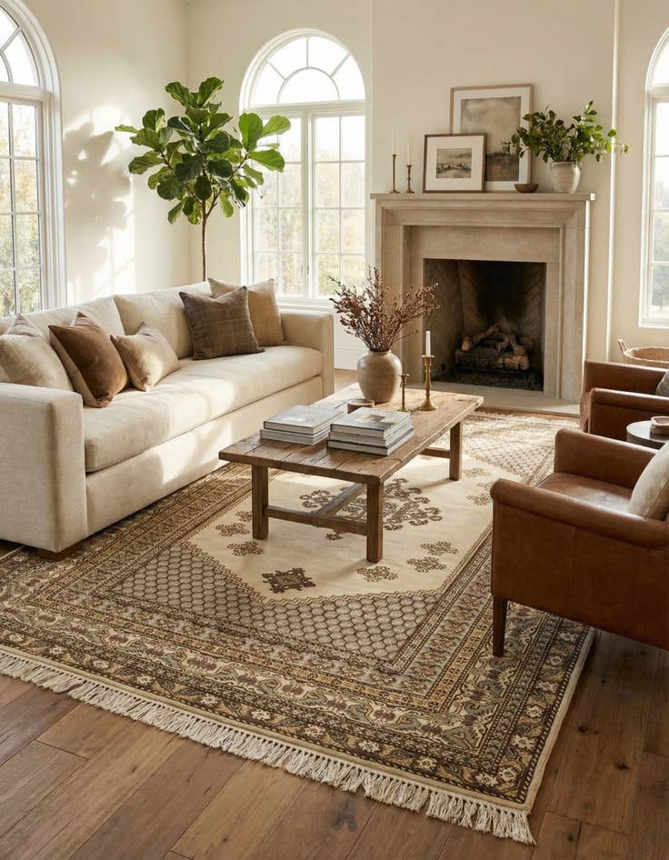 Detail image of 6' 6 x 9'  Hand Knotted Moroccan Wool Rug