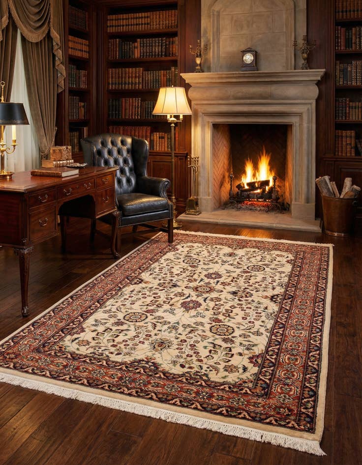 Detail image of 4' 1 x 6' 8 Hand Knotted Lahour Wool Rug